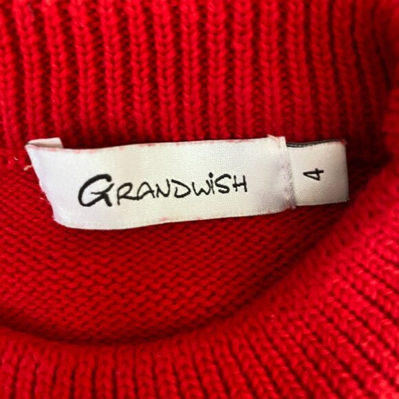 Grandwish Jacquard Knit Moose Sweater Kid Sz 4 Red Holiday Christmas Festive - Picture 9 of 11